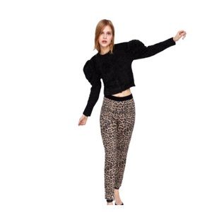 Zara Leopard Elastic Waist Leggings